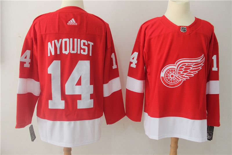 Men Detroit Red Wings 14 Nyquist Red Hockey Stitched Adidas NHL Jerseys